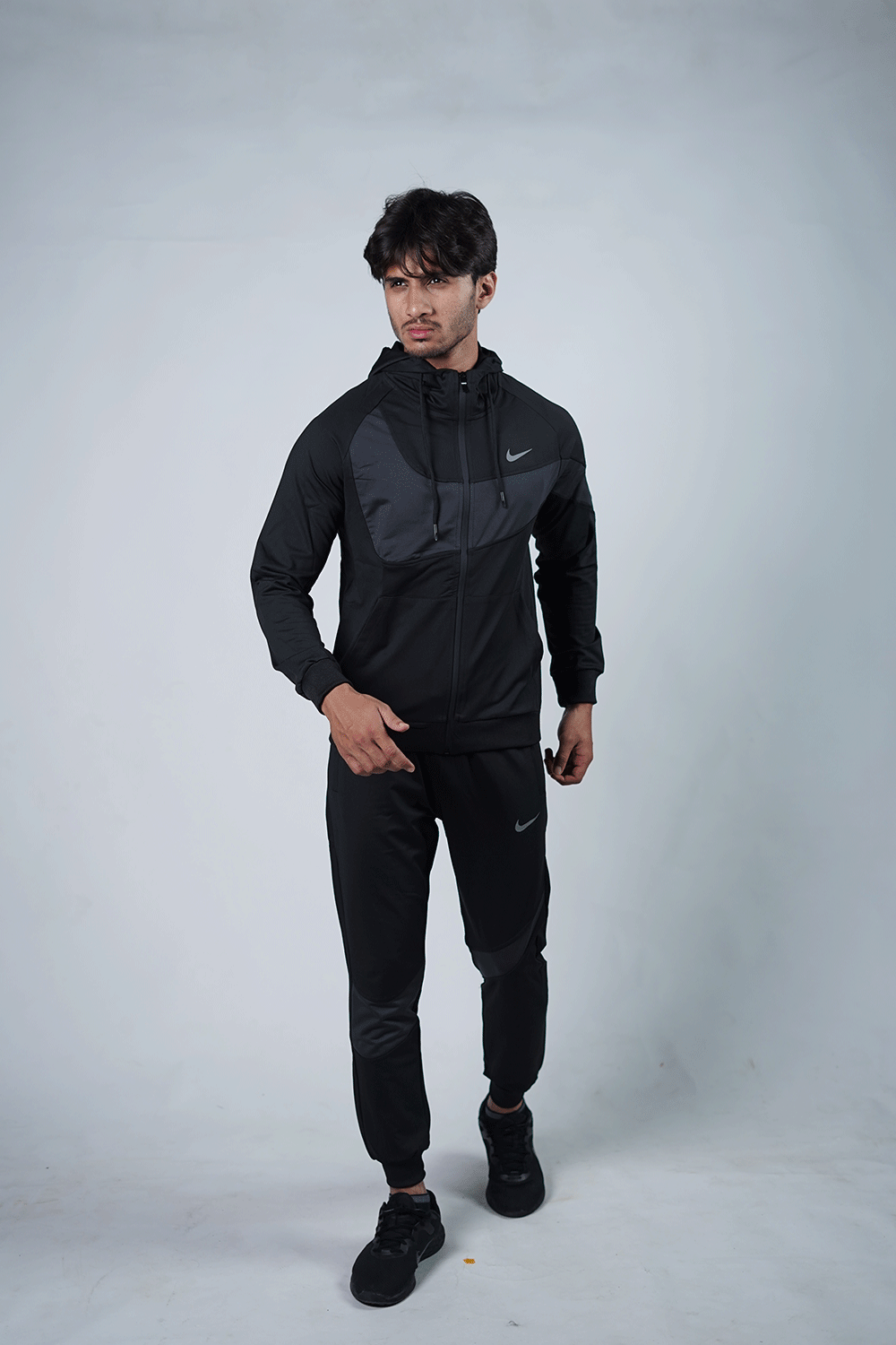 Nik Premium Pattern Black Tracksuit