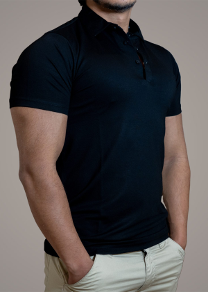 Imported Fabric Polo T-shirt -Black